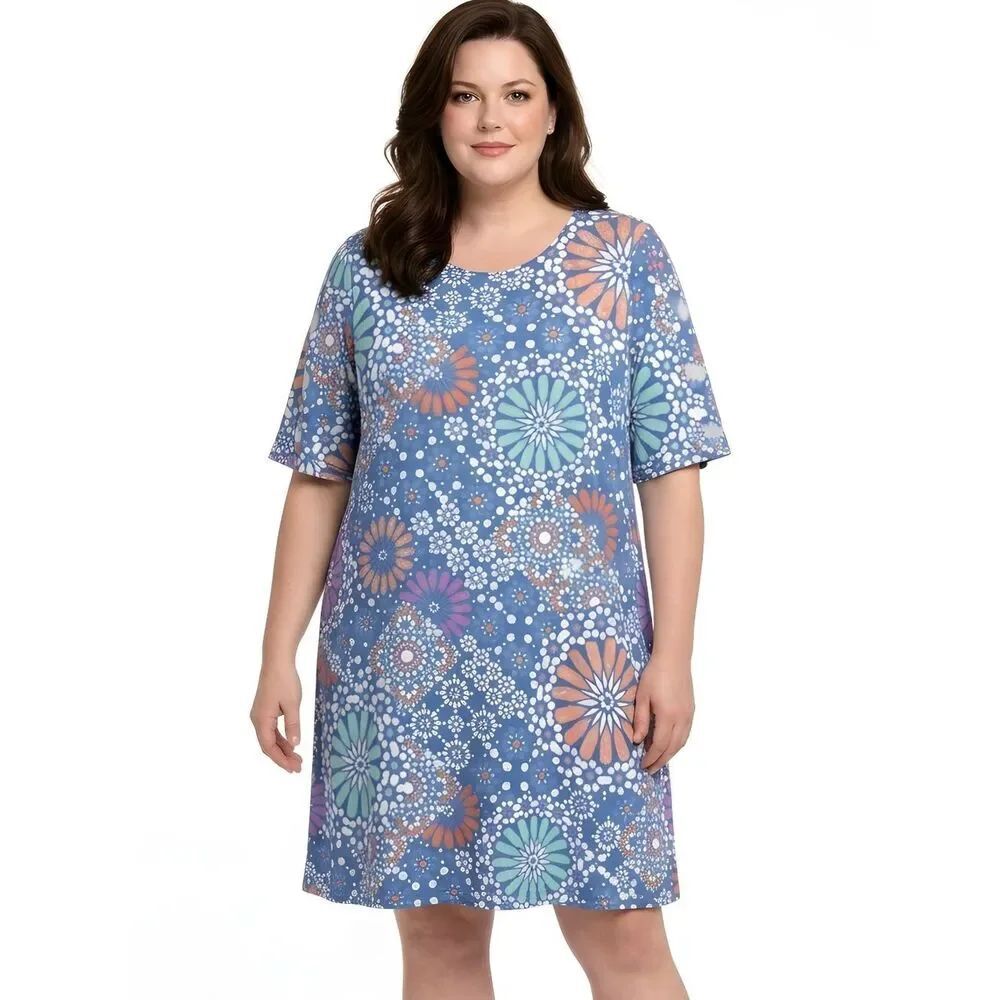 Ruby Rd. Petite Puff Floral Print Ladder Cutout Sleeve Shift Dress Size 2X